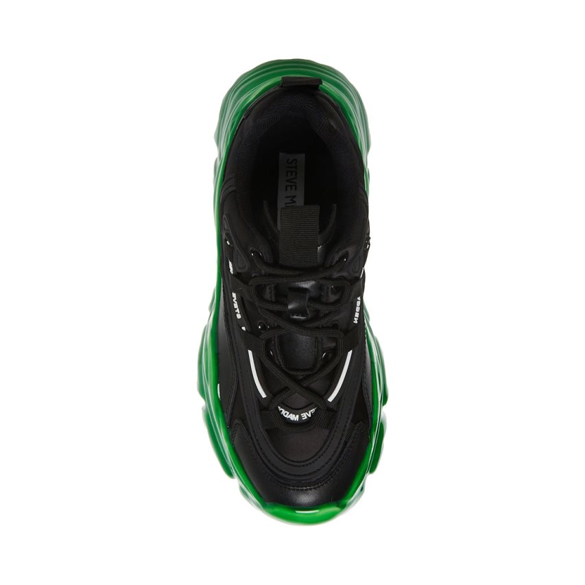 Black / Green Steve Madden Revel Women's Sneakers | PH 8754NLD